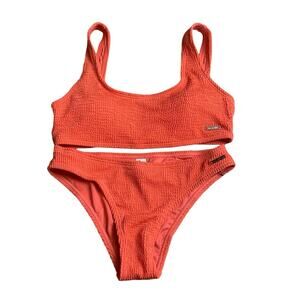 ZYIA size medium new muted peach ribbed Bikini Set orange two piece vaca travel